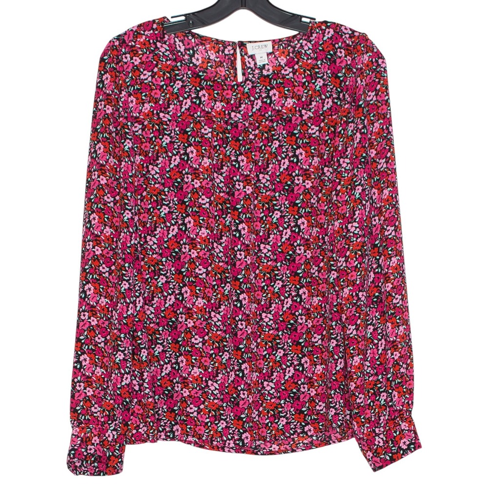 J Crew Top‎ Floral Boho Cottagecore Long Sleeve Lightweight Feminine Red Medium